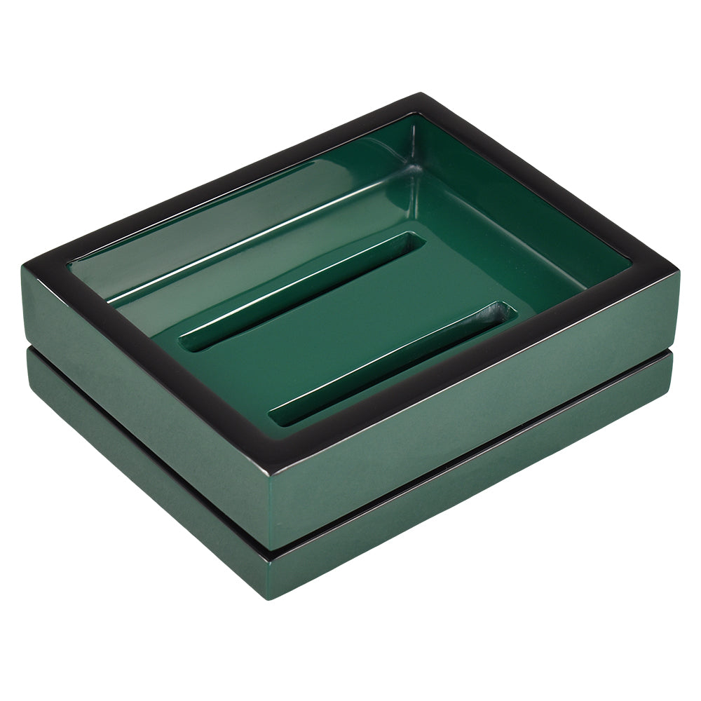 Forest Green with Black Lacquer Soap Dish