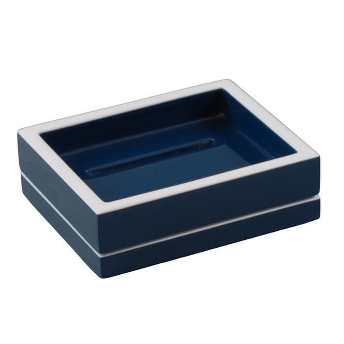Navy Blue with White Lacquer Soap Dish