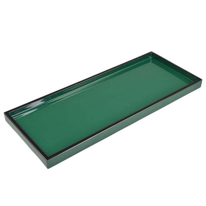 Forest Green with Black Lacquer Long Vanity Tray