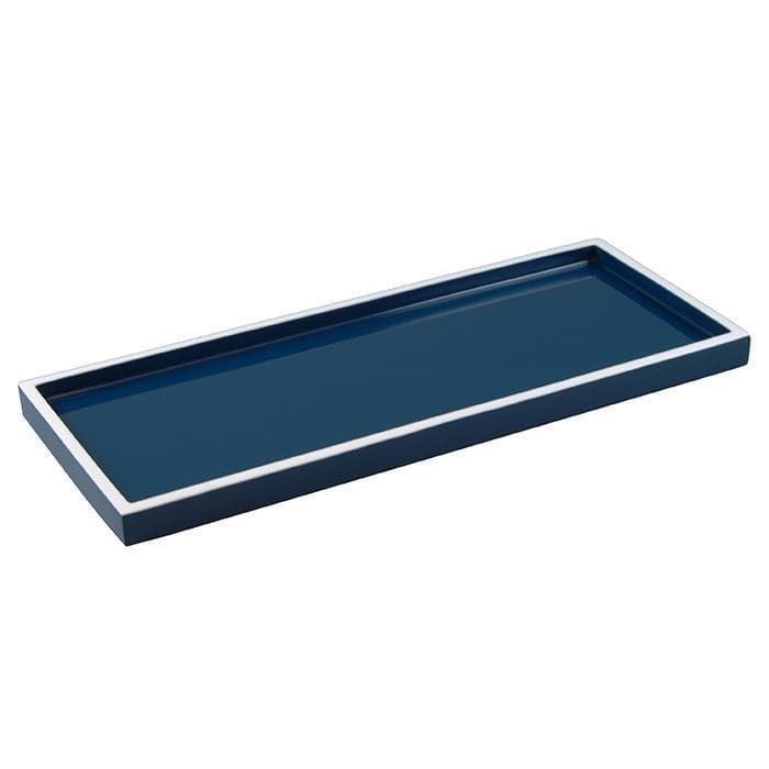 Navy Blue with White Lacquer Long Vanity Tray