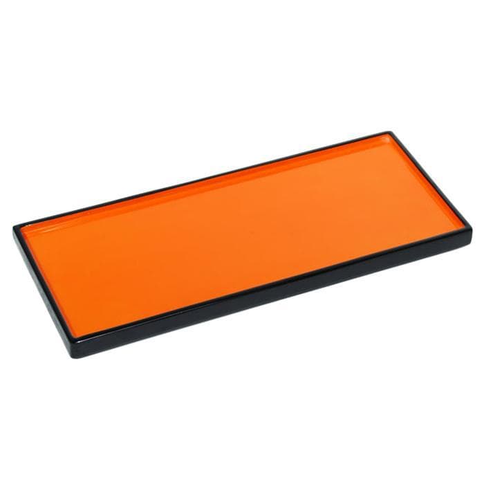 Orange & Black Lacquer Long Vanity Tray