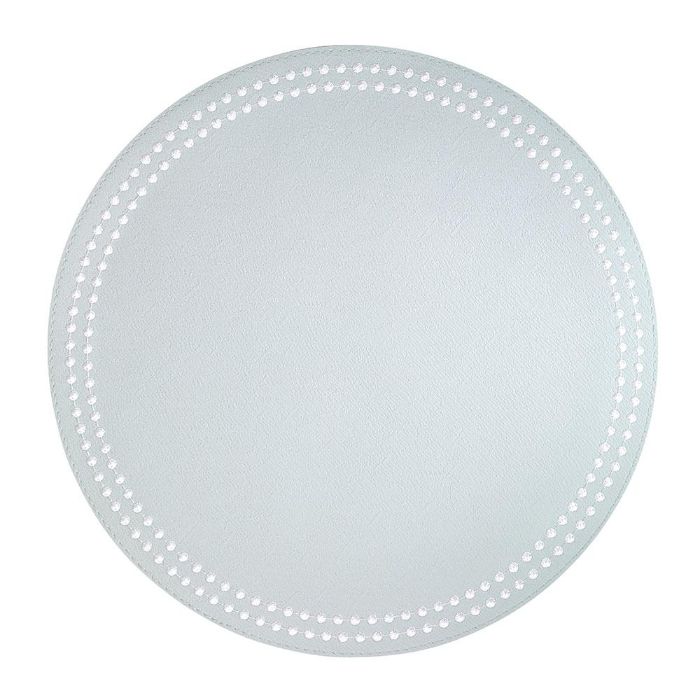 Pearls Round Vinyl Placemats (Celadon/White) Set/4