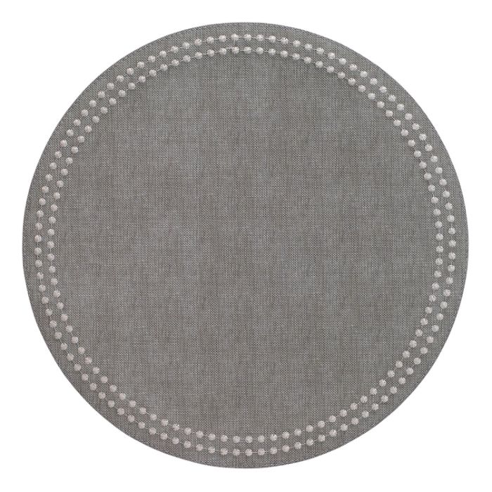 Pearls Round Vinyl Placemats (Gray/Silver) Set/4