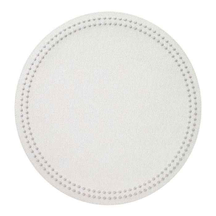 Pearls Round Vinyl Placemats (Antique White/Silver) Set/4
