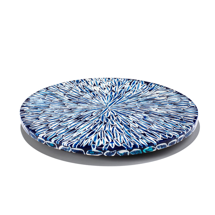 Ladorada Blue Wood & Bone Almendro Revolving Tray