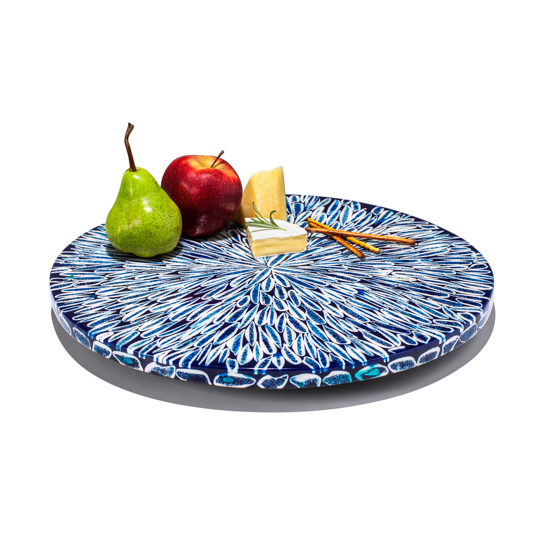 Ladorada Blue Wood & Bone Almendro Revolving Tray