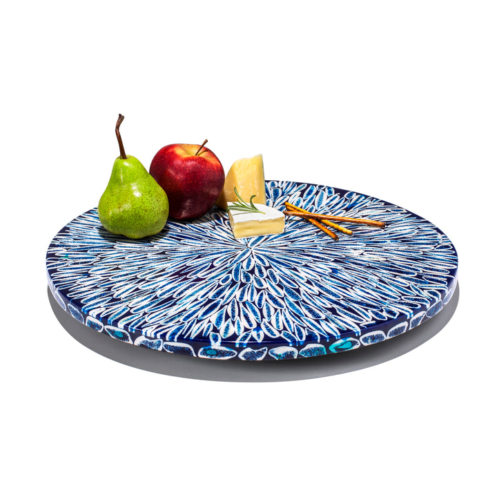 Ladorada Blue Wood & Bone Almendro Revolving Tray