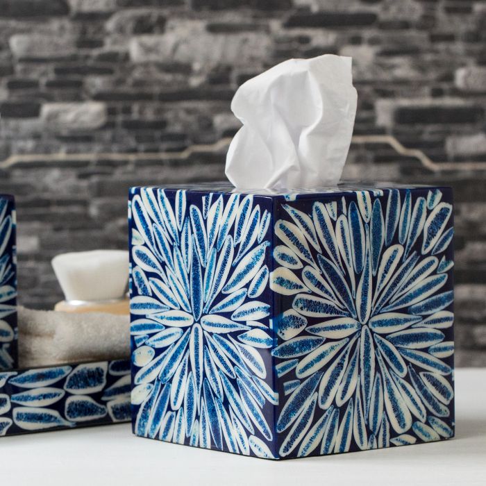 Ladorada Blue Almendro Tissue Box Cover