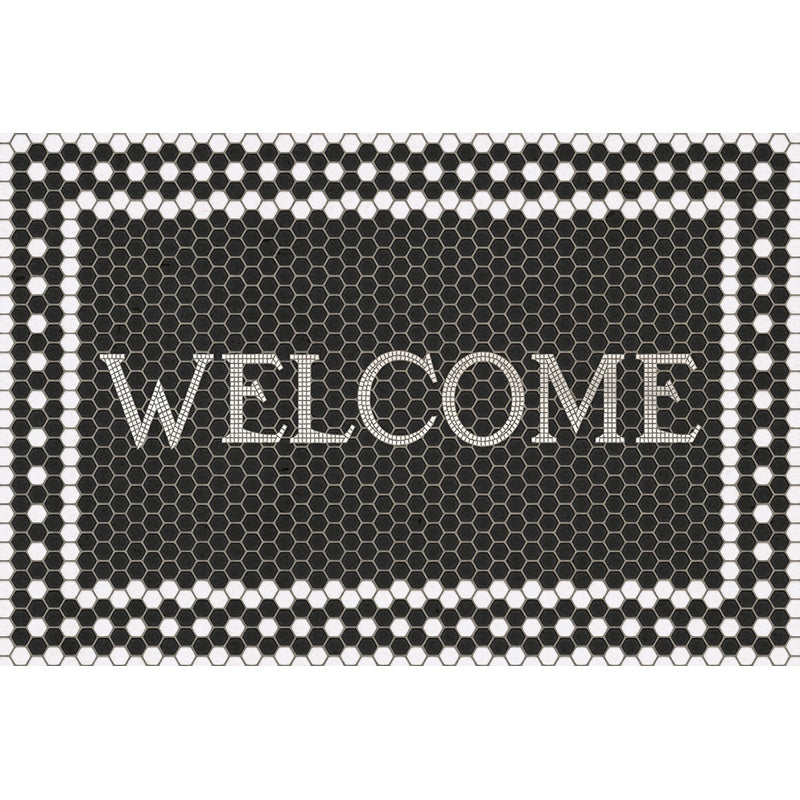 Vintage Vinyl Floorcloth Mosaic Customized Mat – 46th Street 24x36 (Welcome)