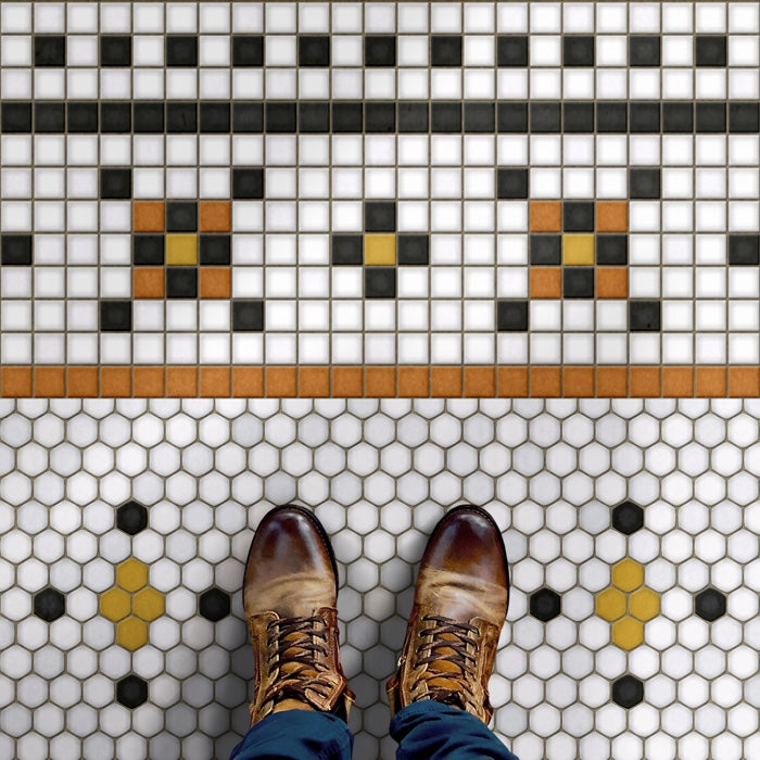 Vintage Vinyl Floorcloth Mats (Mosaic G - Rawson Street) - Hudson & Vine