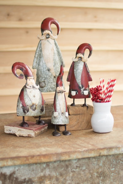 Galvanized & Painted Santas Set/4