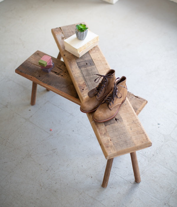 Decorative Recycled Wood Benches Set/2