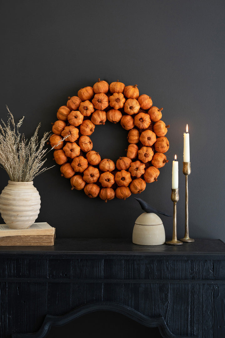 Faux Pumpkin Wreath