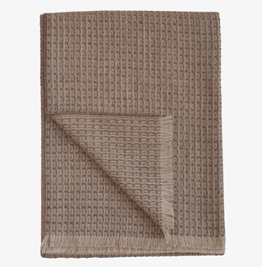 Victoria Baby Alpaca Throw (Taupe Oatmeal with Eyelash Fringes)