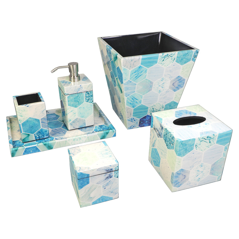 Blue Tile Fabric Lacquer Canister