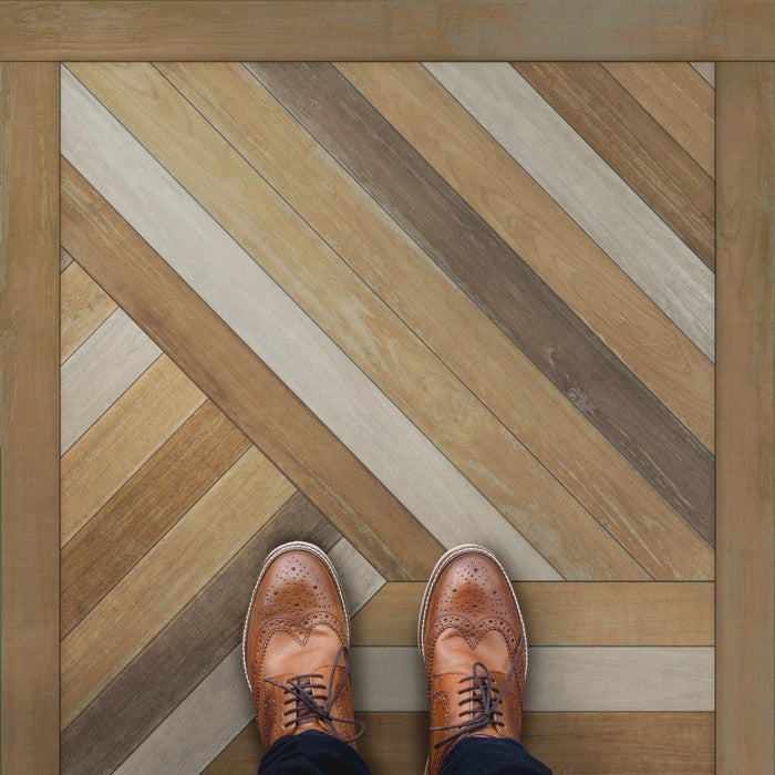 Vintage Vinyl Floorcloth Mat (Norwegian Wood - Mount Zeppelin - Into the Trees)