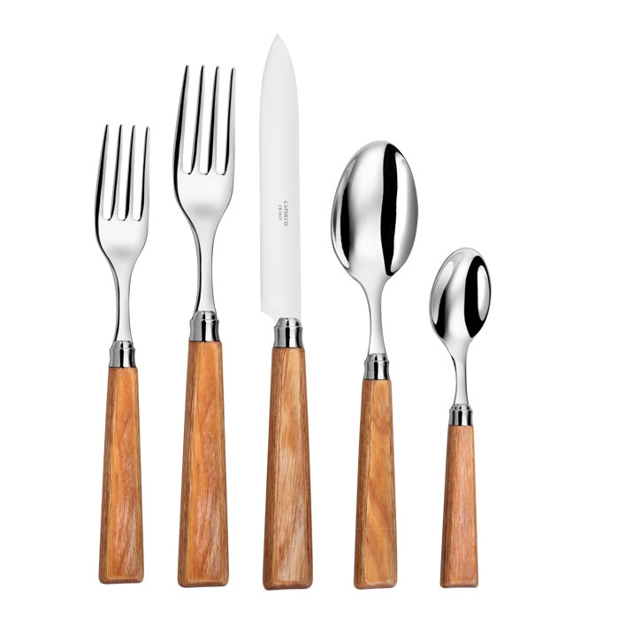 Capdeco Olivia Wood 18/10 Stainless Steel 5pc. Flatware Set