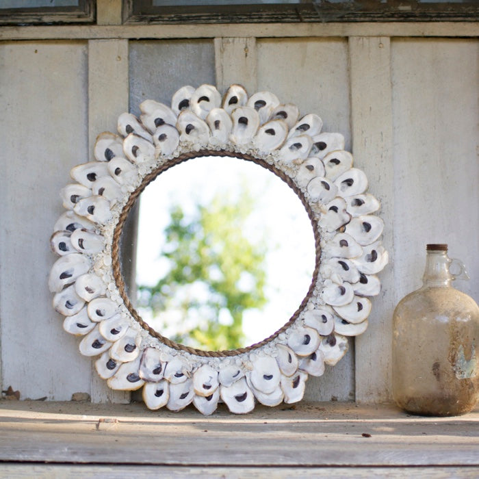 Large Round Oyster Shell Mirror