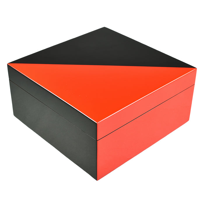 Lacquer Square Hinged Box 8x8 (Red & Black)