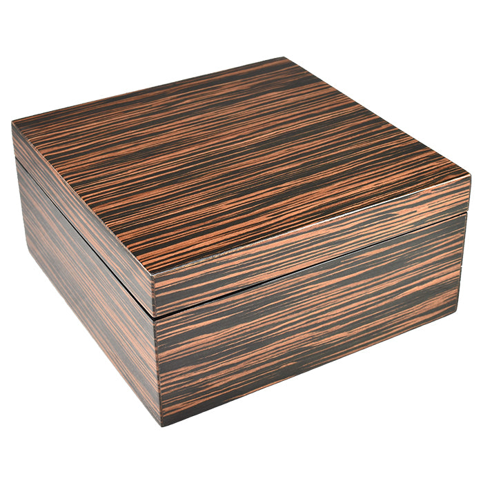 Lacquer Square Hinged Box 10x10 (Macassar Ebony)