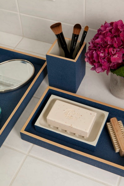 Manchester Faux Shagreen Tray Set (Navy Blue)