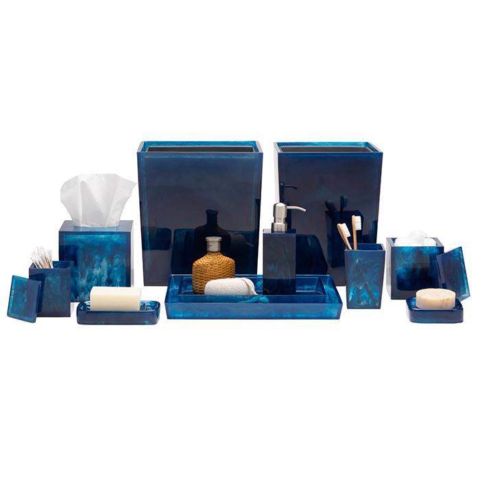 Abiko Translucent Cast Resin Tissue Box (Cobalt)