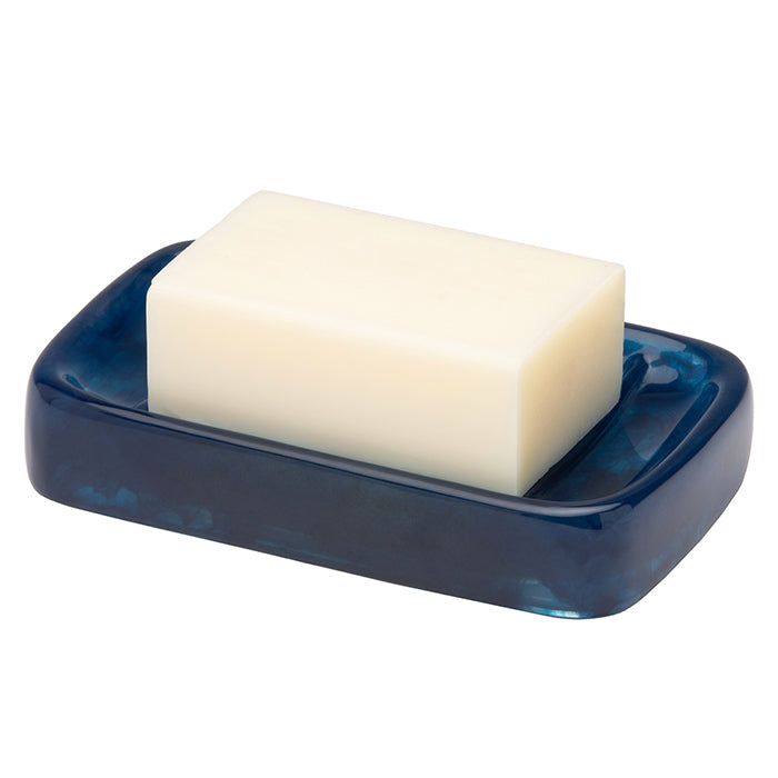 Abiko Translucent Cast Resin Soap Dish Rectangle (Cobalt) - Thumbnail 2