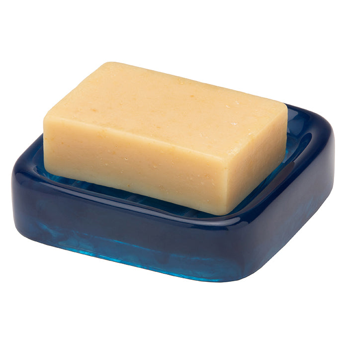 Abiko Translucent Cast Resin Soap Dish Rectangle (Cobalt)