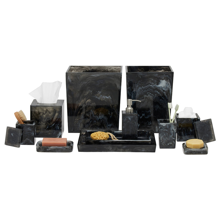 Abiko Translucent Cast Resin Tissue Box (Obsidian)