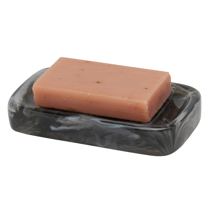Abiko Translucent Cast Resin Soap Dish Rectangle (Obsidian)