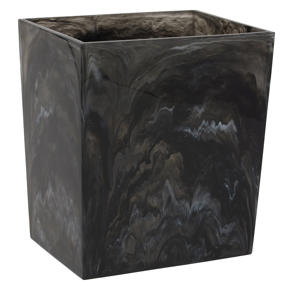 Abiko Translucent Cast Resin Rectangle Waste Basket (Obsidian)