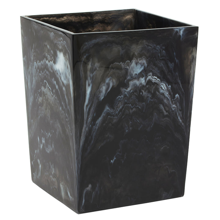 Abiko Translucent Cast Resin Square Waste Basket (Obsidian)