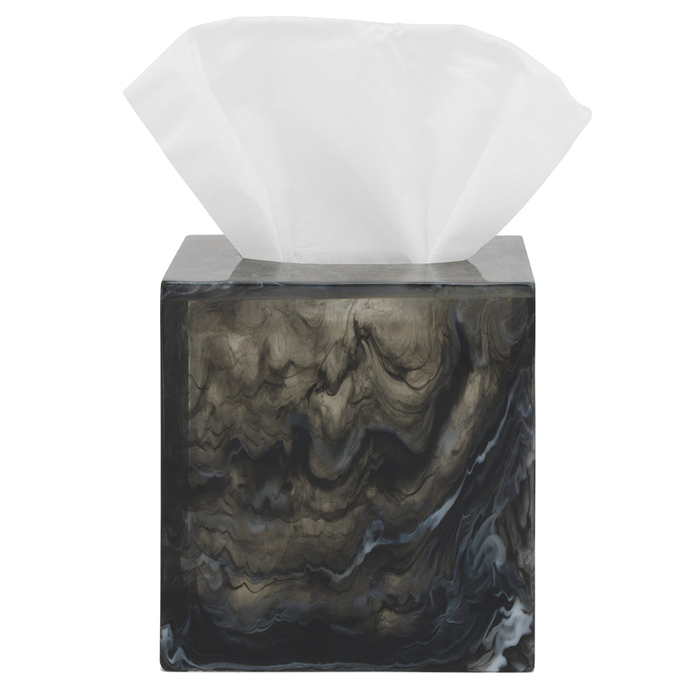 Abiko Translucent Cast Resin Tissue Box (Obsidian)