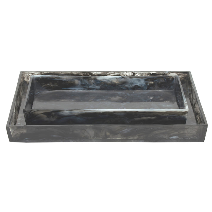 Abiko Translucent Cast Resin Tray Set/2 (Obsidian)