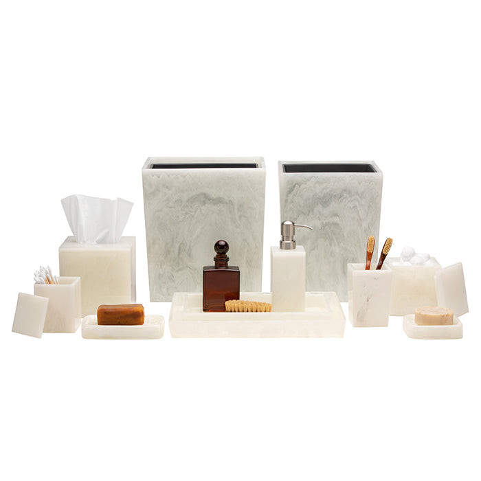 Abiko Translucent Cast Resin Tissue Box (Pearl White)