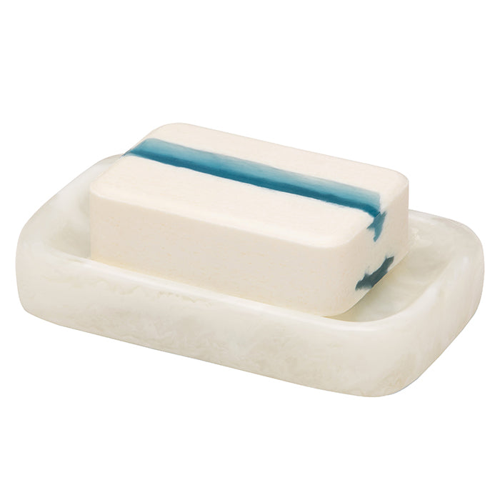 Abiko Translucent Cast Resin Soap Dish Rectangle (Pearl White)