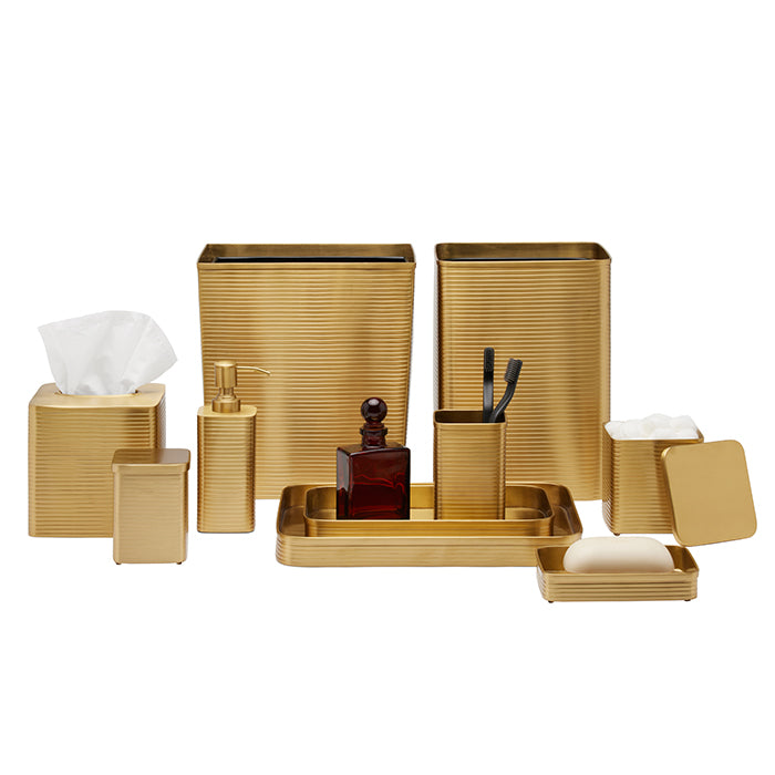 Adelaide Brass Square Waste Basket (Matte Gold)