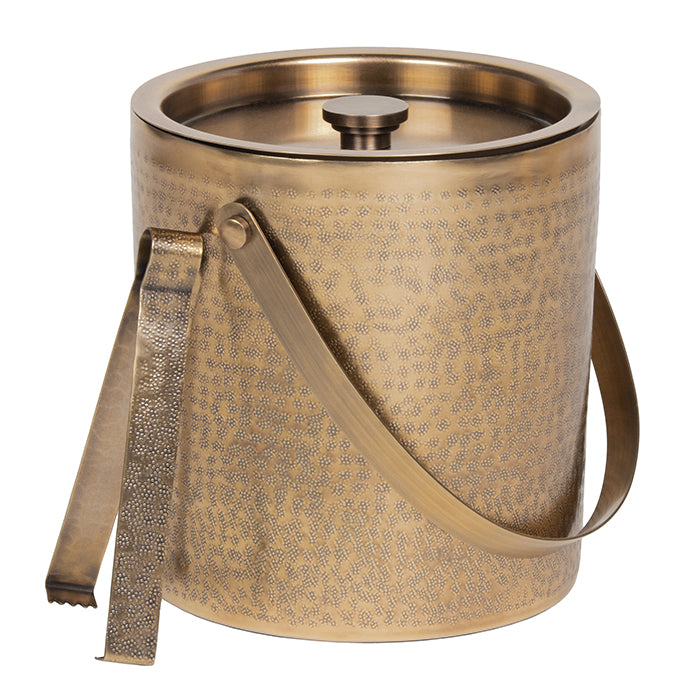 Amherst Antique Brass Ice Bucket and Tongs