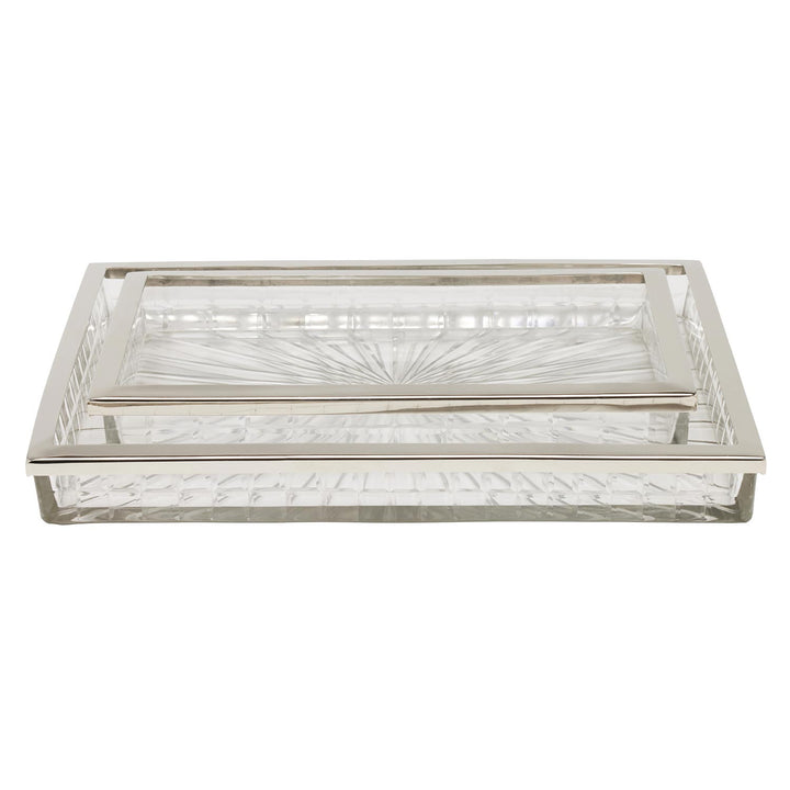 Argos Glass Nested Trays Set/2 (Clear Glass/Nickel)