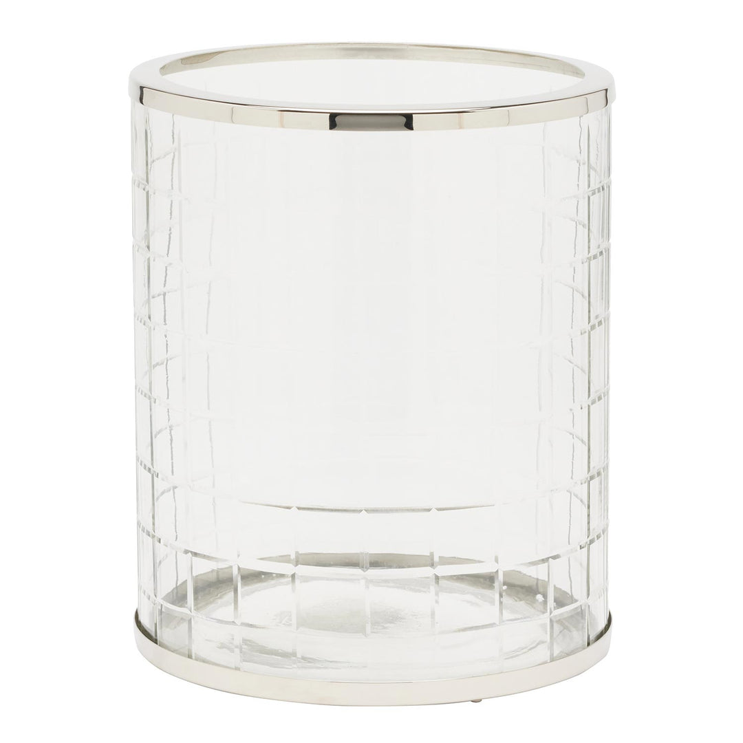 Argos Glass Round Wastebasket (Clear Glass/Nickel)