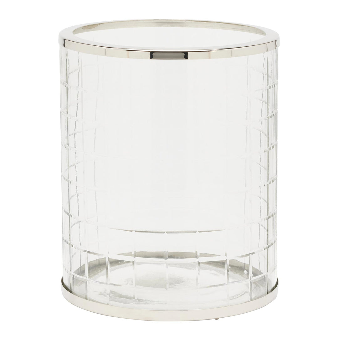 Argos Glass Round Wastebasket (Clear Glass/Nickel)