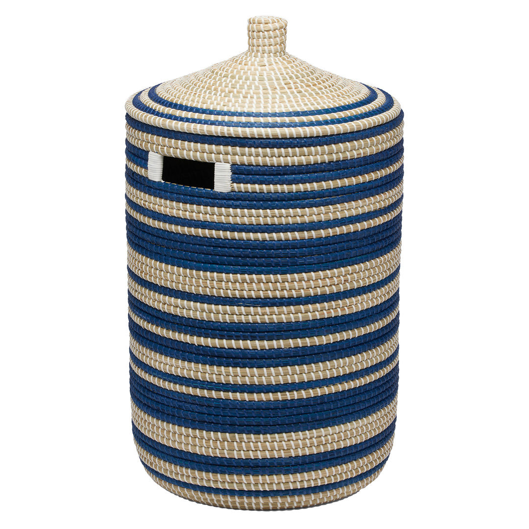 Arley Seagrass Hamper With Lid (Blue/Natura)