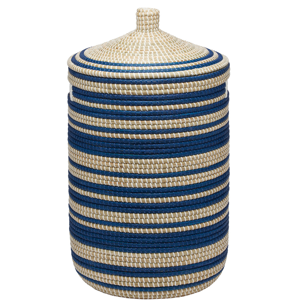 Arley Seagrass Hamper With Lid (Blue/Natura)