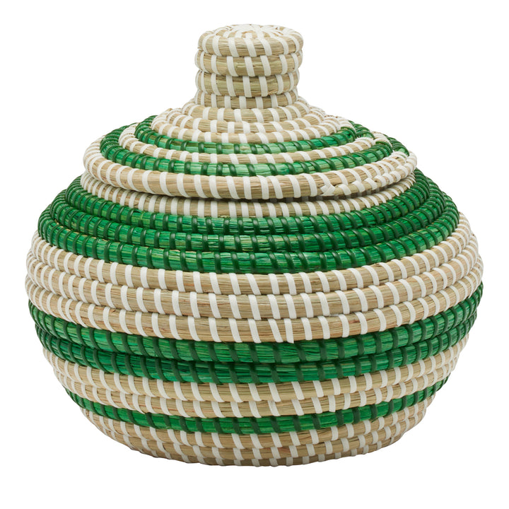 Arley Seagrass Baskets With Lid (Green/Natural) Set/2