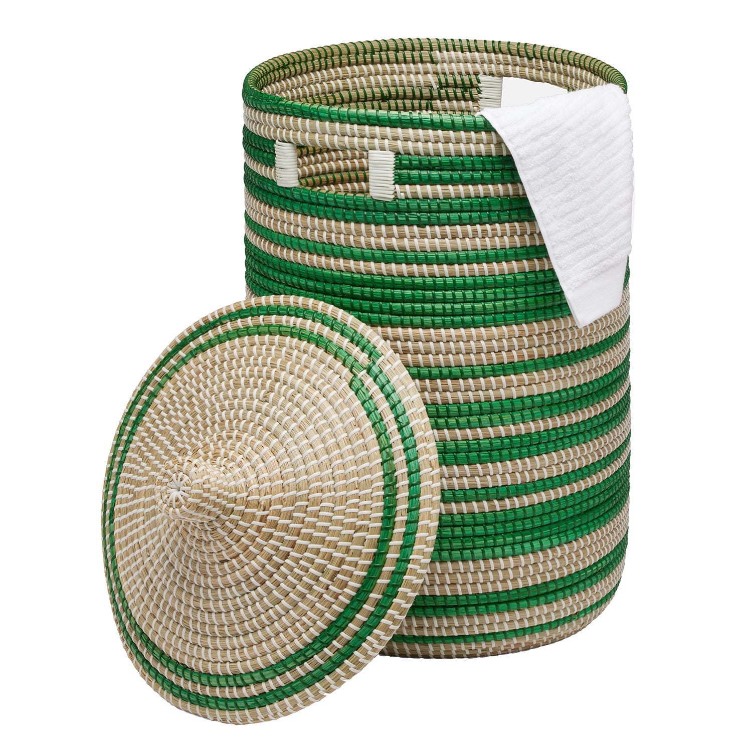 Arley Seagrass Hamper With Lid (Green/Natural) – Hudson & Vine