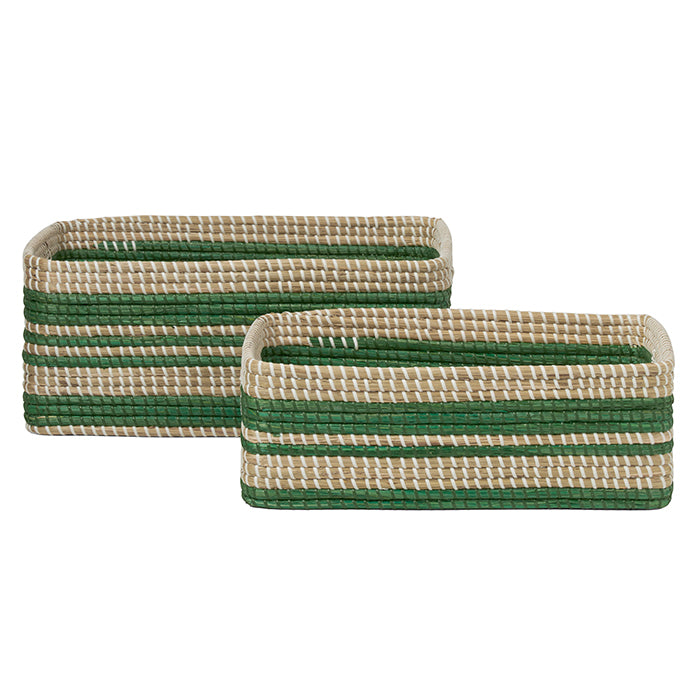 Arley Seagrass Rectangle Basket Set/2 (Green/Natural)