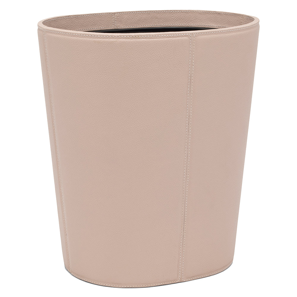 Asby Dusty Rose Full-Grain Leather Oval Wastebasket