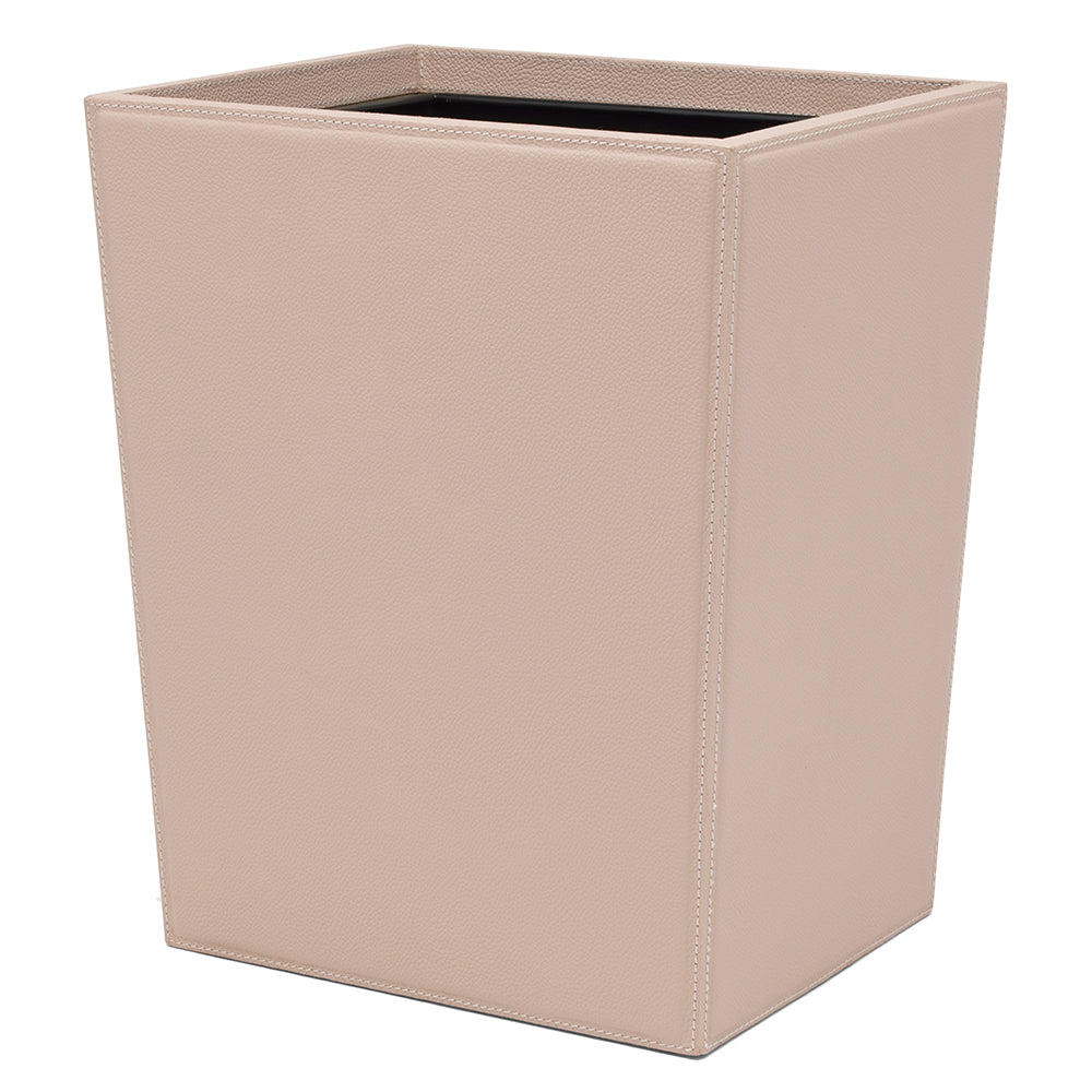 Asby Dusty Rose Full-Grain Leather Rectangle Wastebasket