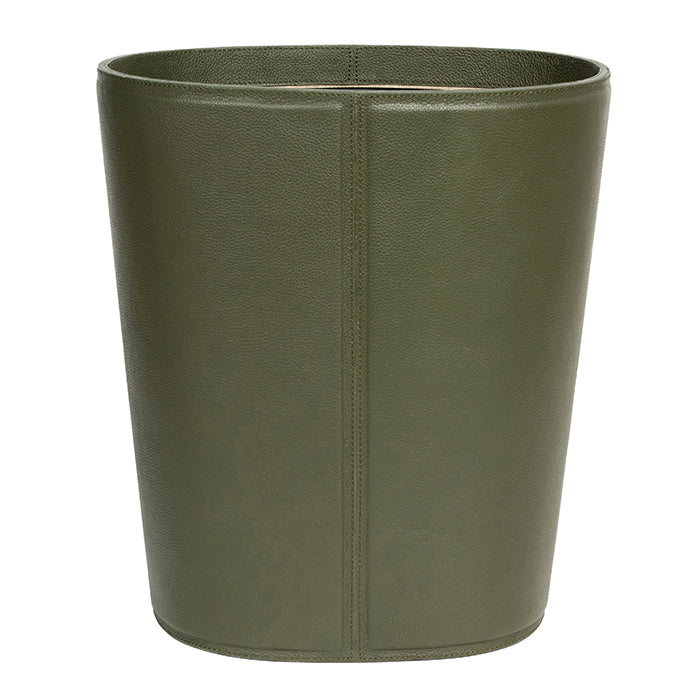 Asby Forest Full-Grain Leather Oval Wastebasket