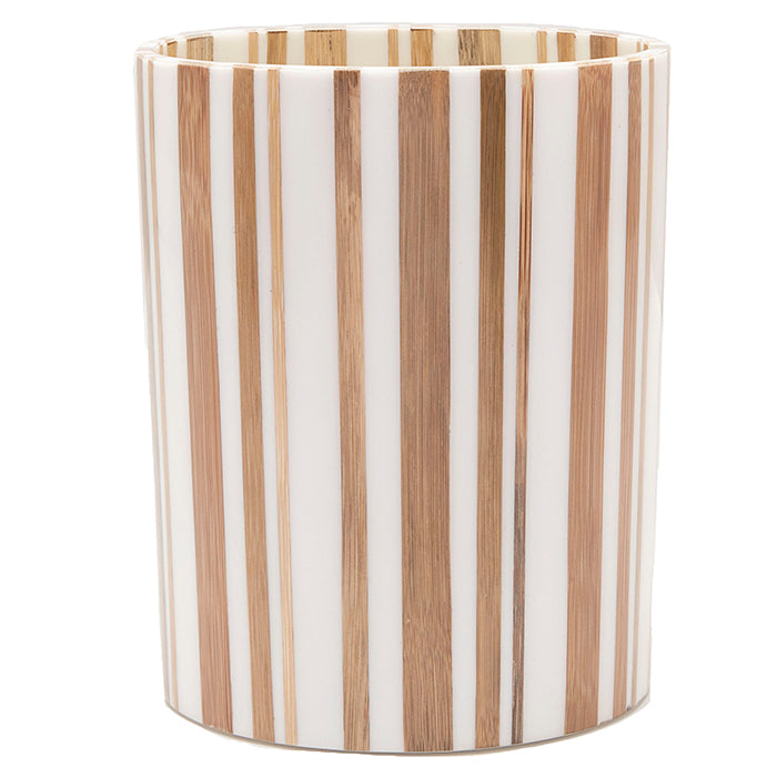 Ashford Striped Brown Bamboo/White Resin Bathroom Accessories